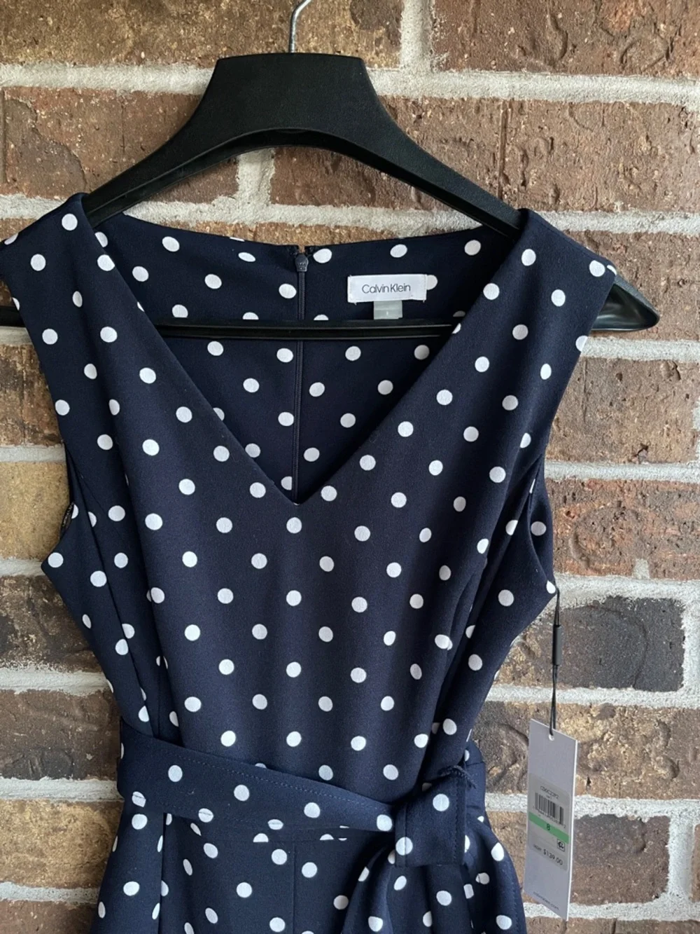 Calvin Klein Navy blue and White Polka Dot sleeveless jumpsuit - Picture 5 of 9